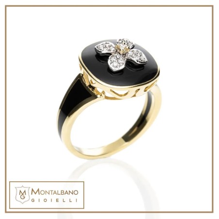 Anello Allegra smalto con fiore 18 kt